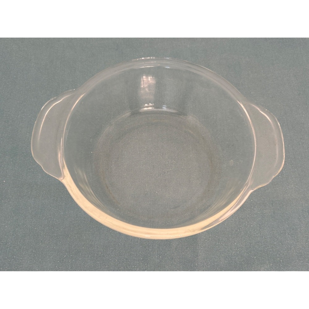 Vintage Fire King Clear Glass Casserole Baking Dish Bowl with Handles USA - 1 pt